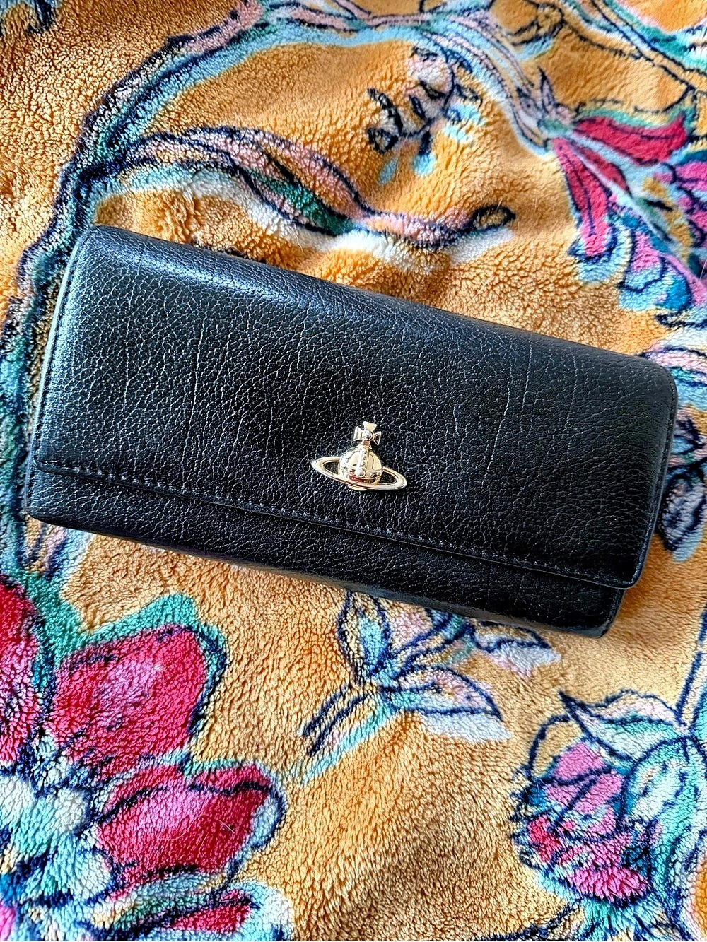 Vivienne Westwood Black Leather Long Wallet